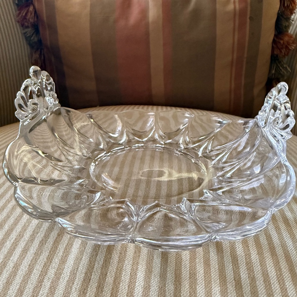 Antique Martinsville Viking Glass Bon Bon Folded Dish